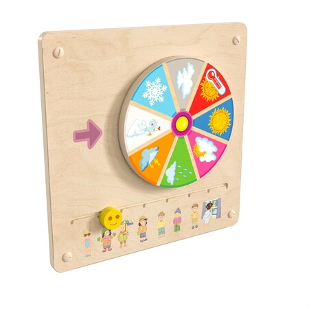 Flash Furniture Bright Beginnings Commercial Grade STEAM Wall Activity Board with Natural Finish and Multicolor Accents, Weather MK-ME16393-GG